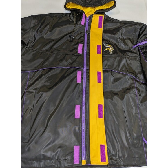Minnesota Vikings Parka Jacket Mens XL Black Hooded Full Zip Vintage - Picture 5 of 13